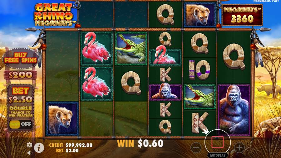 speciale features van great rhino megaways slot